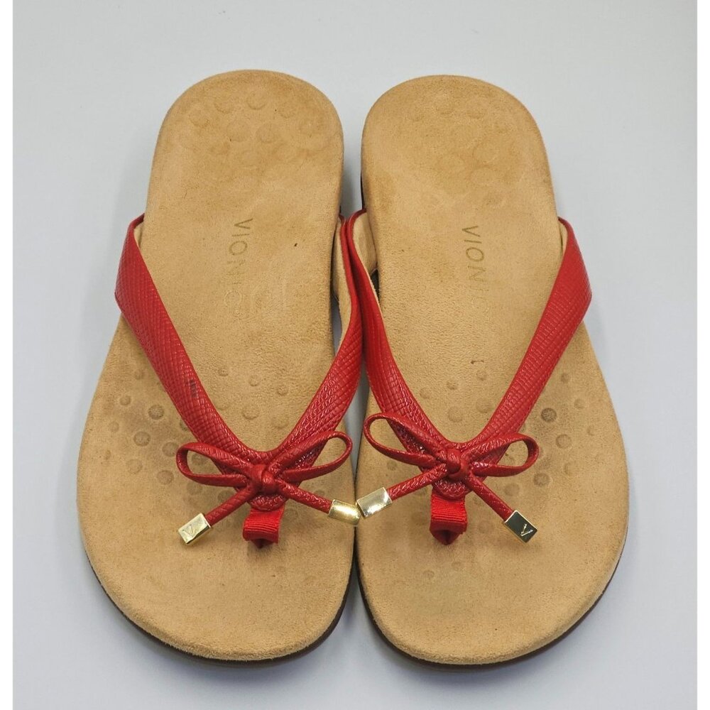 Vionic Women's Red Patent Leather Bella II Lizard Bow Comfort Sandals Sz 10 2647 - Picture 7 of 16